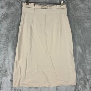 Karen Millen Beige Paperbag Wrap Midi Skirt UK 12 US 8